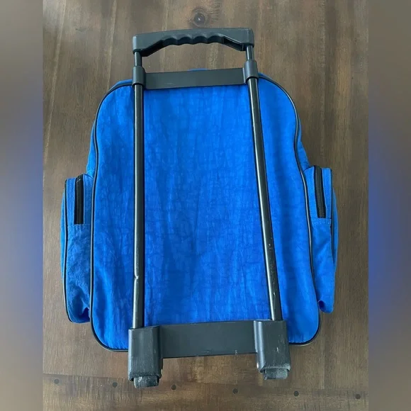 Lillian Vernon kids blue rolling luggage overnight bag